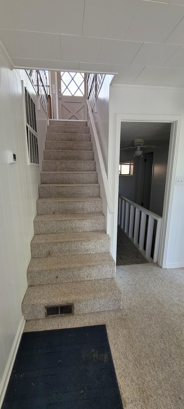 1124 Woodlawn Shores Rd, Sugar Tree, TN 38380 - staircase featuring carpet and visible vents