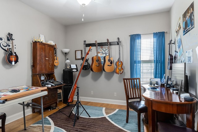 134 Joe Blanton Rd, Woodbury, TN 37190 - office space with baseboards, light wood-type flooring, and a ceiling fan