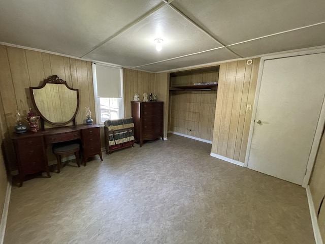 312 Neal St, Huntland, TN 37345 - bedroom featuring wood walls and baseboards
