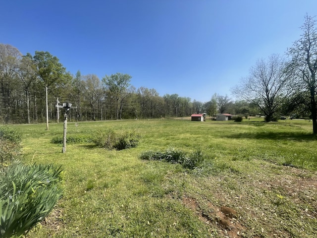 312 Neal St, Huntland, TN 37345 - view of yard with an outdoor structure, a shed, and a rural view