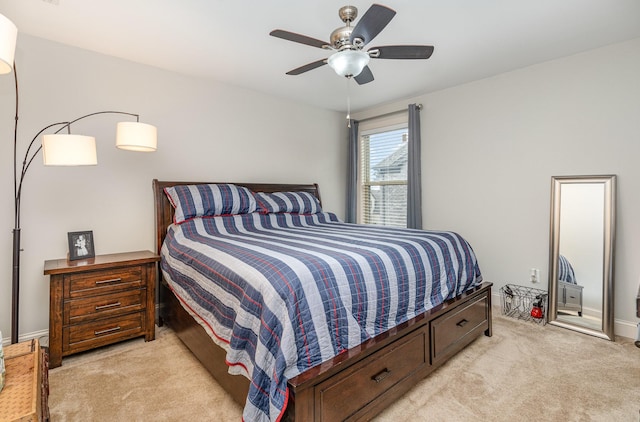 5344 Highland Place Way, Hermitage, TN 37076 - bedroom with light carpet, a ceiling fan, and baseboards