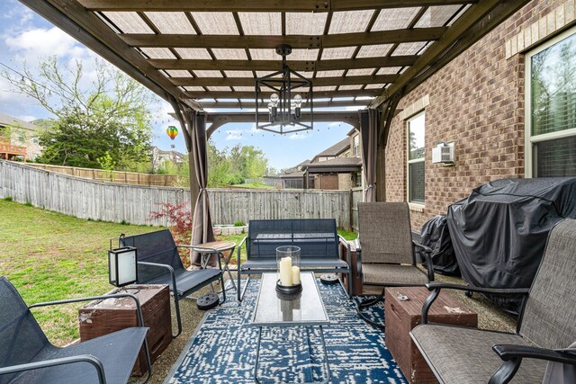 5344 Highland Place Way, Hermitage, TN 37076 - view of patio / terrace featuring an outdoor living space, a pergola, and a grill