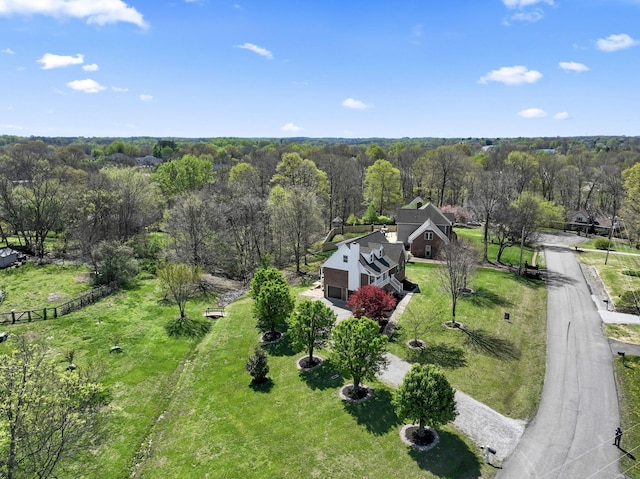 drone / aerial view with a view of trees