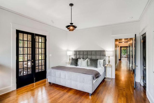 931 Caldwell Ln, Nashville, TN 37204 - bedroom featuring french doors, wood finished floors, baseboards, and ornamental molding