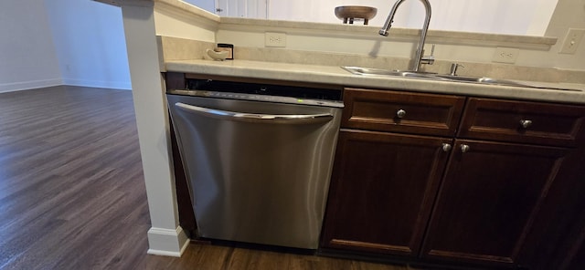 8047 Bienville Dr Unit X6, Nashville, TN 37211 - kitchen with stainless steel dishwasher, dark wood-style flooring, light countertops, and a sink