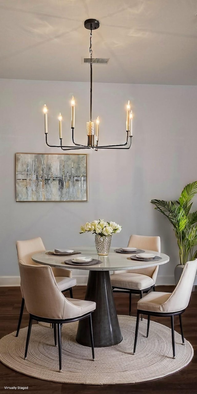 8047 Bienville Dr Unit X6, Nashville, TN 37211 - dining area with wood finished floors, a chandelier, and baseboards