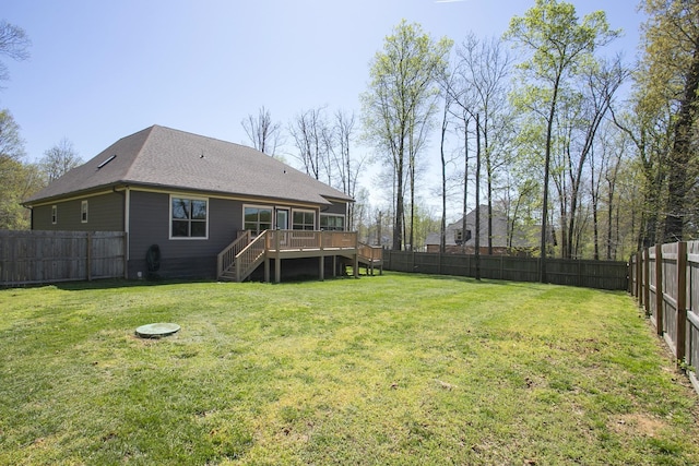 4512 General Forest Cir, Bon Aqua, TN 37025 - view of yard featuring a fenced backyard, a deck, and stairway