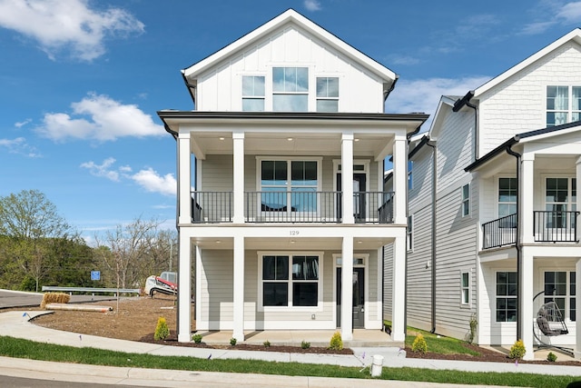 view of front of home with board and batten siding and covered porch