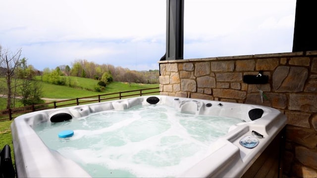 exterior details with a jacuzzi