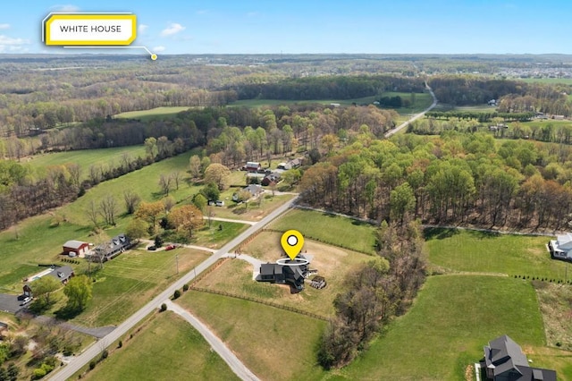 bird's eye view featuring a rural view