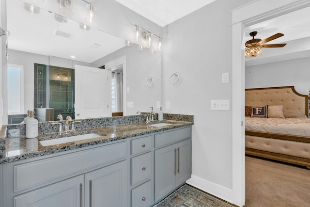 779 Newcomb St, Franklin, TN 37064 - bathroom featuring a ceiling fan, healthy amount of natural light, a shower stall, and baseboards