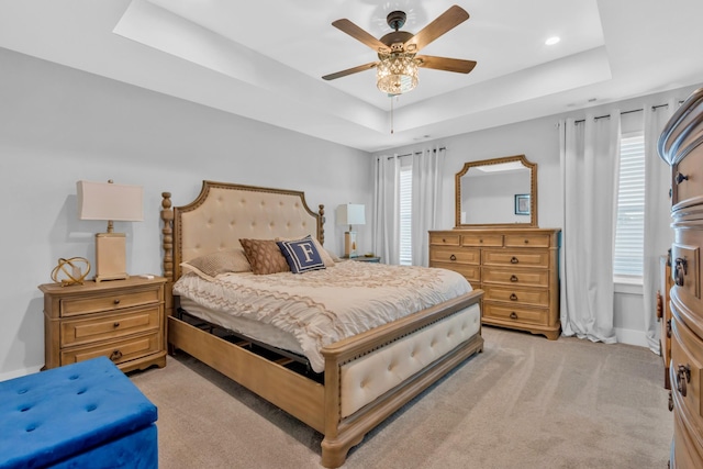 779 Newcomb St, Franklin, TN 37064 - bedroom featuring a raised ceiling, light colored carpet, baseboards, and recessed lighting