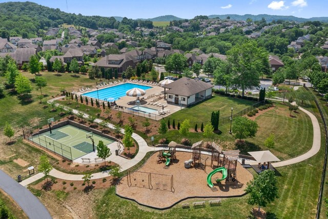 779 Newcomb St, Franklin, TN 37064 - aerial perspective of suburban area featuring a pool area