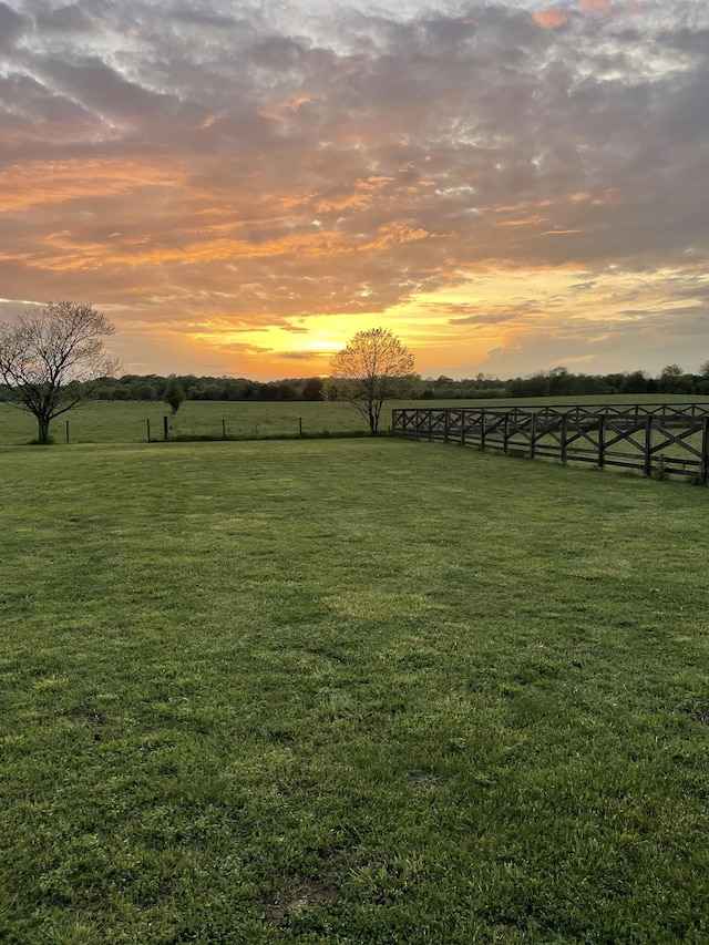 view of yard with a rural view