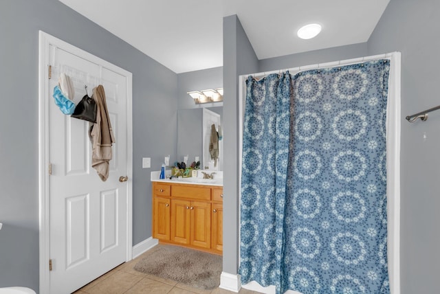 1967 Overland Dr, Chapel Hill, TN 37034 - bathroom with tile patterned flooring, vanity, and a shower with curtain