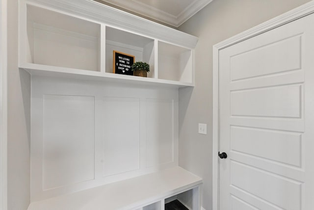 mudroom with ornamental molding
