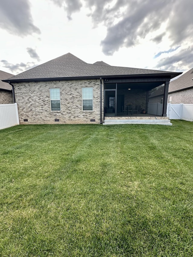 1049 Veridian Dr Unit A, Clarksville, TN 37043 - back of house with crawl space, a shingled roof, brick siding, and a patio area