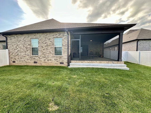 1049 Veridian Dr Unit A, Clarksville, TN 37043 - back of house with crawl space, a sunroom, roof with shingles, and brick siding