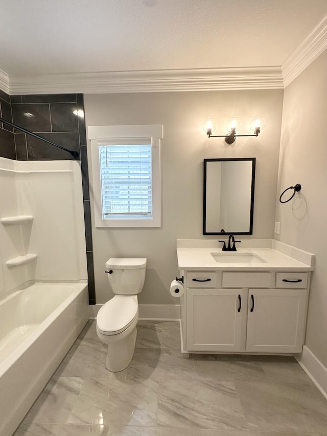 1049 Veridian Dr Unit A, Clarksville, TN 37043 - bathroom featuring ornamental molding, vanity, baseboards, toilet, and marble finish floors