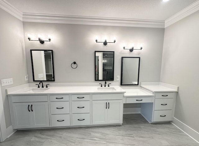 1049 Veridian Dr Unit A, Clarksville, TN 37043 - full bath featuring marble finish flooring, ornamental molding, double vanity, and baseboards