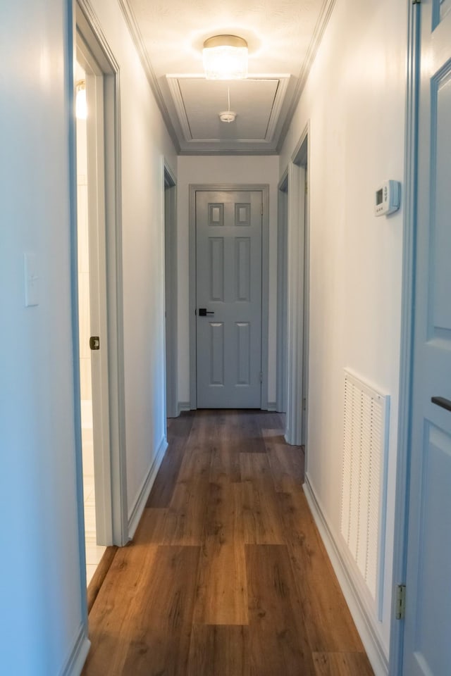 1203 W White Oak Dr, Cookeville, TN 38501 - hall featuring visible vents, baseboards, attic access, and wood finished floors