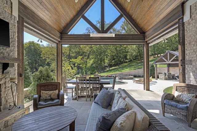 700 Pendragon Ct, Franklin, TN 37067 - view of patio / terrace featuring outdoor dining space, a gazebo, and an outdoor living space with a fireplace