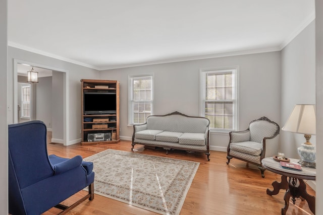 125 Sunnyside Ln, Columbia, TN 38401 - living room with baseboards, ornamental molding, and light wood finished floors