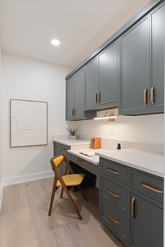 819 Davidson Dr, Nashville, TN 37205 - office area with baseboards, recessed lighting, and light wood-style floors