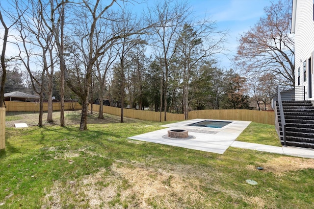 819 Davidson Dr, Nashville, TN 37205 - view of yard with a patio area, an outdoor fire pit, a fenced backyard, and stairway