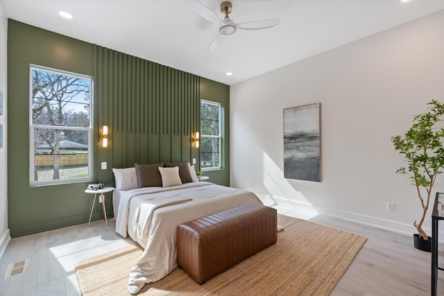 819 Davidson Dr, Nashville, TN 37205 - bedroom with visible vents, baseboards, recessed lighting, and light wood-style floors