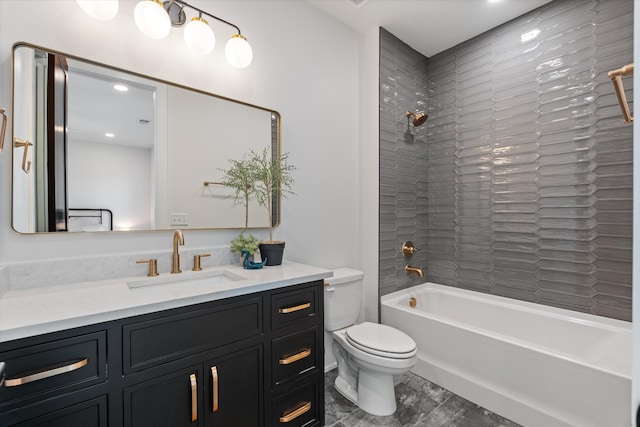 819 Davidson Dr, Nashville, TN 37205 - full bathroom with recessed lighting, bathing tub / shower combination, vanity, and toilet