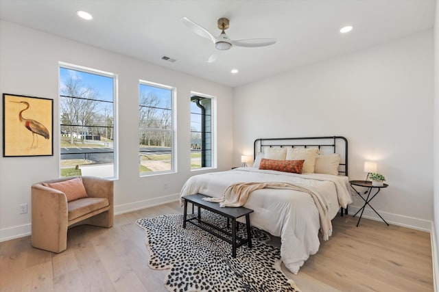 819 Davidson Dr, Nashville, TN 37205 - bedroom featuring visible vents, baseboards, light wood-type flooring, and recessed lighting