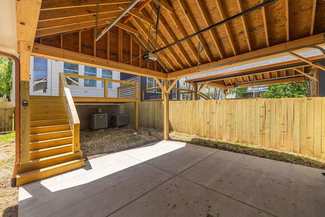 view of patio featuring central air condition unit