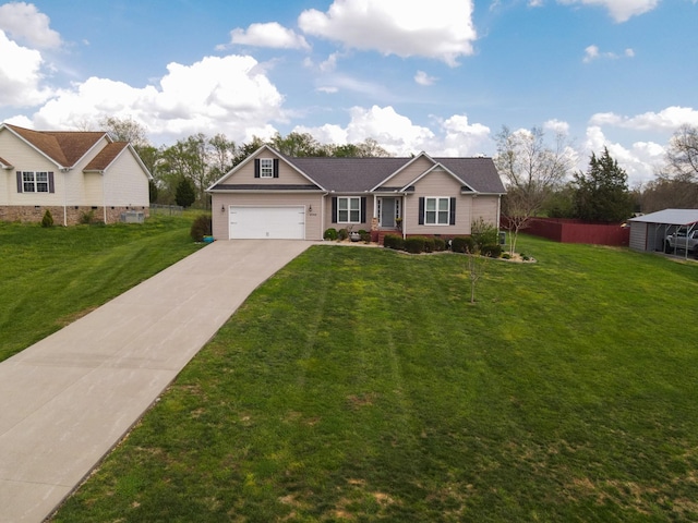 4769 Ellen Cir, Cookeville, TN 38501 - view of front of home with an attached garage, concrete driveway, and a front yard