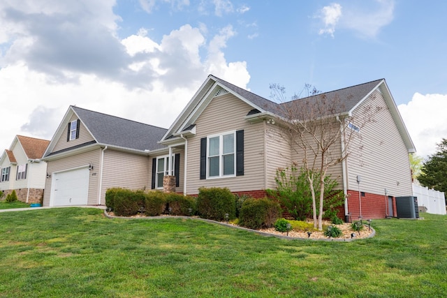 4769 Ellen Cir, Cookeville, TN 38501 - ranch-style home featuring a garage, brick siding, fence, and a front lawn