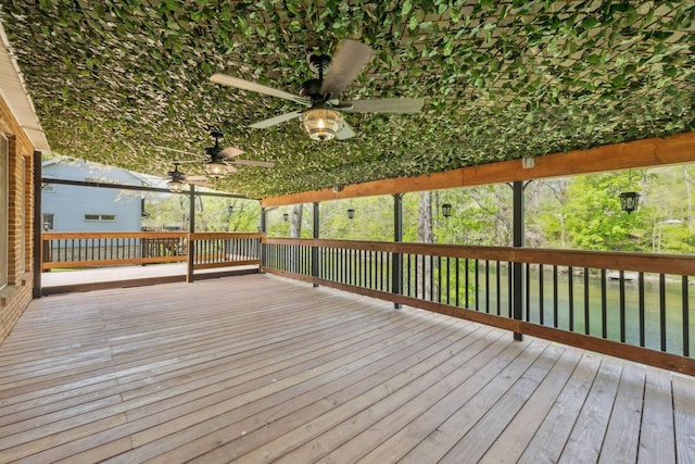 deck featuring a ceiling fan