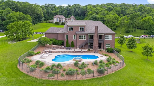 6516 Brandon Park Way, Franklin, TN 37064 - view of pool featuring stairway, a pool with connected hot tub, a patio, and a deck
