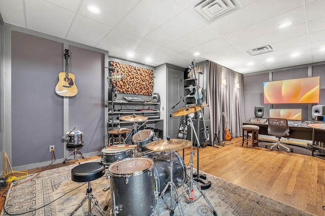 328 White Swans Xing, Brentwood, TN 37027 - playroom featuring wood finished floors, visible vents, and a paneled ceiling