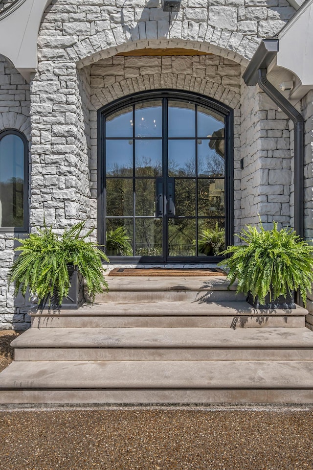 328 White Swans Xing, Brentwood, TN 37027 - property entrance featuring french doors and stone siding