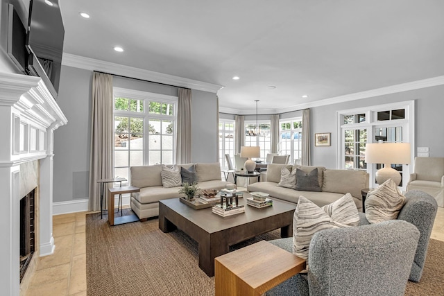 328 White Swans Xing, Brentwood, TN 37027 - living room featuring recessed lighting, plenty of natural light, and ornamental molding