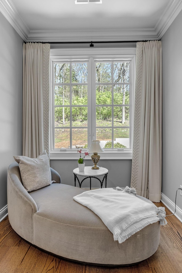 328 White Swans Xing, Brentwood, TN 37027 - sitting room featuring baseboards, crown molding, and wood finished floors