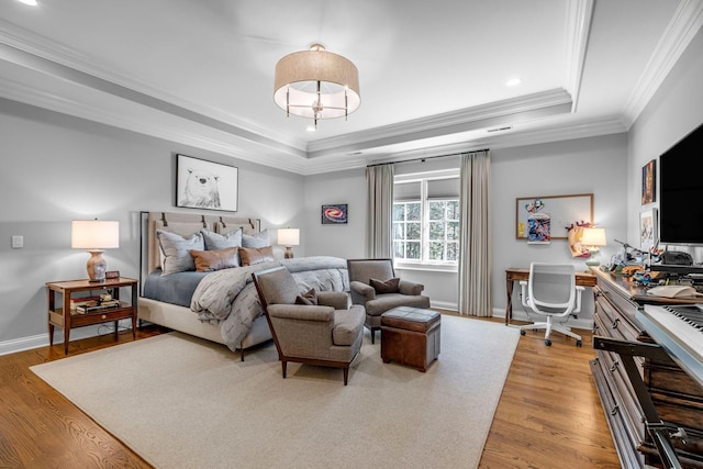 328 White Swans Xing, Brentwood, TN 37027 - bedroom with ornamental molding, light wood-type flooring, and a raised ceiling