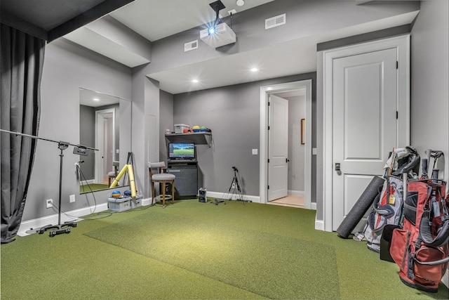 328 White Swans Xing, Brentwood, TN 37027 - workout room featuring recessed lighting, carpet, visible vents, and baseboards