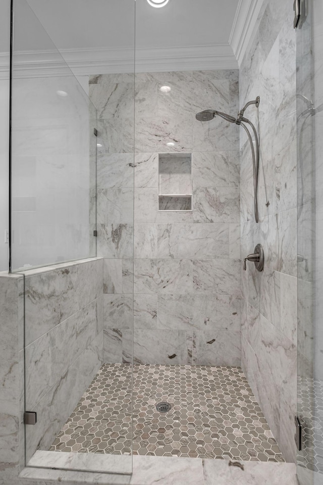 328 White Swans Xing, Brentwood, TN 37027 - bathroom featuring ornamental molding and a stall shower