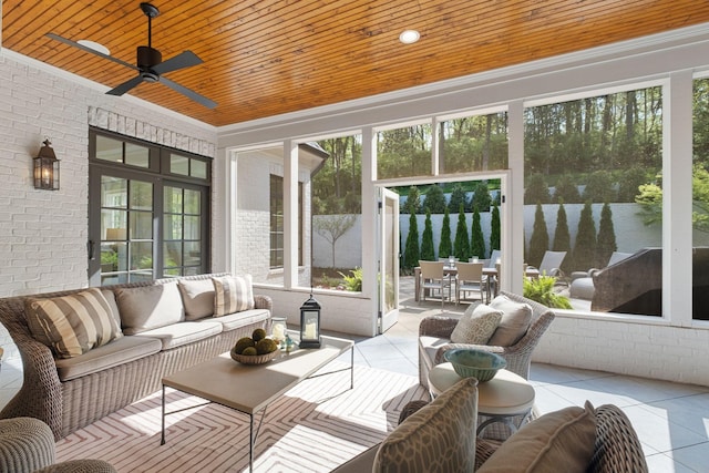 328 White Swans Xing, Brentwood, TN 37027 - sunroom / solarium with outdoor dining area, a ceiling fan, and an outdoor hangout area