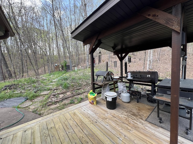 deck featuring grilling area