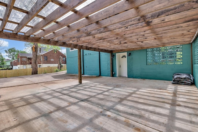 exterior space with a pergola