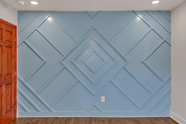 room details with wood finished floors and recessed lighting