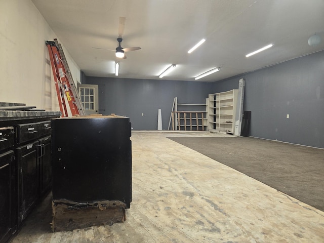 office area with a ceiling fan