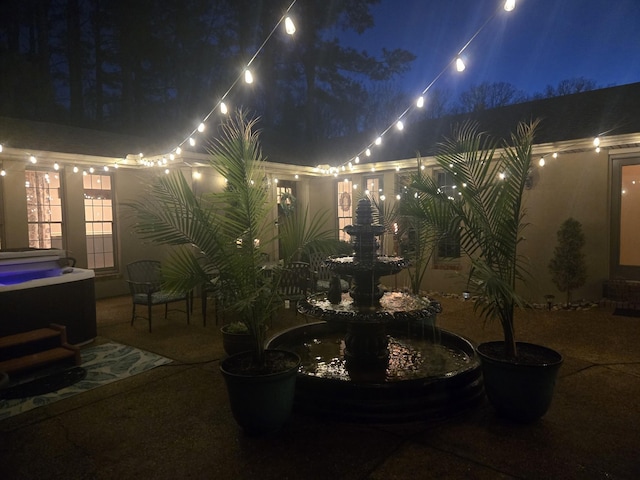 view of patio at night